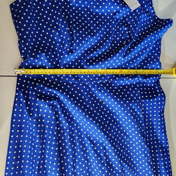 Bbonlinedress Dress Womens Size XXL Blue Polka Dot Sleeveless Midi Flared Skirt - Picture 10 of 14